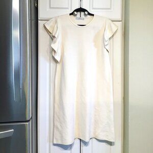 Zara Knit Pale Yellow Flutter Sleeve Dress Size Medium